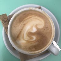 Cappuccino with almond milk at Tutti Frutti in Santorini