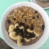 Peanut butter smoothie bowl  at Tutti Frutti in Santorini