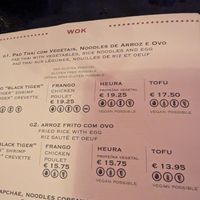 Menu at Boa-Bao in Porto