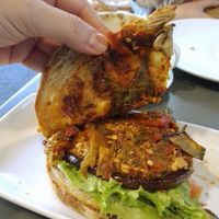 Tempeh, eggplant, grilled pepper and dried tomato at Ruta de la Seda in Mexico City
