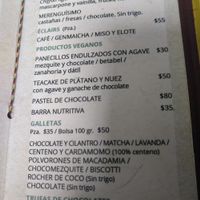 La parte del menú que tiene los postres veganos at Ruta de la Seda in Mexico City