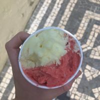 pineapple and something else at La Gelateria in Sao Miguel