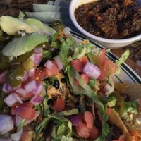 Vegan Nachos; Vegan Chili at The Press in Oklahoma City