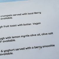 Breakfast options at Sonny Cafe in Inverleigh