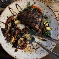 Portabella mushroom with veggies and basil reduction   at The Shark on the Harbor in Ocean City