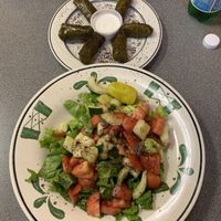 House salad and grape leaves  at OC Kabob in Ocean City