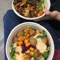 Falafel tahini salad and Buddha bowl (with tahini lemon dressing instead) at Dean & David - Friedrichstr in Berlin