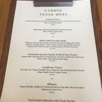 Summer Vegan Menu  at The Black Lion in Carlisle