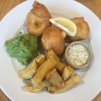 Cauliflower fritters “Vegan Fish Chips” at The Black Lion in Carlisle