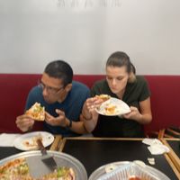 The one table. Us gorging happily 😝  at Troy's Italian Kitchen in Arlington