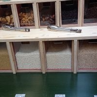 bulk food: dried fruits, legumes and rice at Lousbergmarkt in Ghent