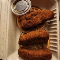 Chick'n 'n' waffles at Go Vegan San Antonio in San Antonio