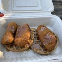 Chicken and waffles at Go Vegan San Antonio in San Antonio