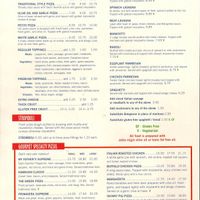 Menu at My Father's Pizza in Black Mountain