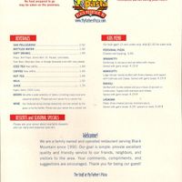 Menu at My Father's Pizza in Black Mountain