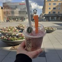 Blueberry lyx-shake at MAX in Uppsala