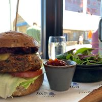 This burger was SO good, we had to go back again! Vegan gluten free 🍔  at The Blue Bell in New Quay