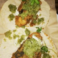 Fish-less tacos. I loved the unusual salsa  at The Birds in East London