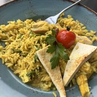 Vegan risotto with mushrooms and tofu  at K5 Restavracija in Kavarna in Trbovlje
