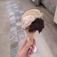 Cioccolato salato, mandorla e pistacchio at Gelateria Ara Macao in Albisola Superiore