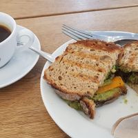 Avacado, roast veg and paprika schnitten. Delicious. at Cafe Hilda in Kiel