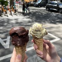 Dark chocolate and orange stractiatella (both vegan)  at N'Eis - Gartenfeldplatz in Mainz