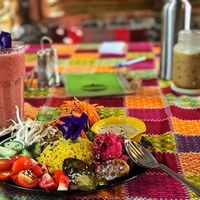 Tempeh Platter & Sunburst Smoothie at Blossom Cafe in Pai