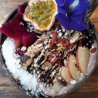 Cacao Bliss smoothie bowl at Blossom Cafe in Pai