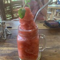 Strawberry fruit shake at Blossom Cafe in Pai