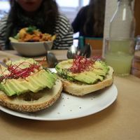 Avocado bagel €7 / Mint lemonade €3.50 at Bob's Juice Bar in Paris
