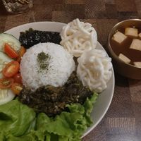Nasi Jamur Cabe Hijau (green chilli and mushroom sambal) at Rumah Juliet in Jakarta