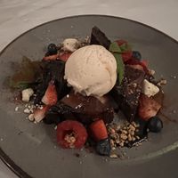 Chocolate brownie dessert   at The Olive Branch in Worcester