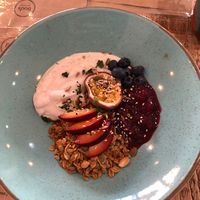 Granola with coconut yogurt at Boo's Kitchen in Mumbles