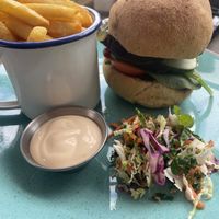 Boo homemade burger   at Boo's Kitchen in Mumbles