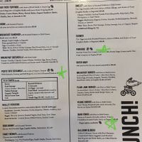 Sunday brunch menu with highlighted vegan items at Mello Velo Cafe in Syracuse