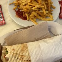 falafel wrap and chips   at Falafel in Antibes