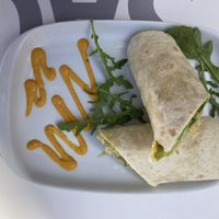 Hoummous and avocado wrap (made on request)   at Roots Cafe in Cascais