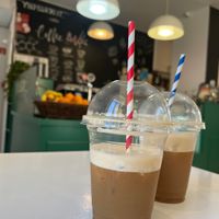 Oat milk latte, leite de Aveia  at Roots Cafe in Cascais