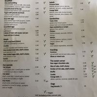 Food menu  at Roots Cafe in Cascais