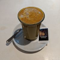 Turmeric latte at Roots Cafe in Cascais