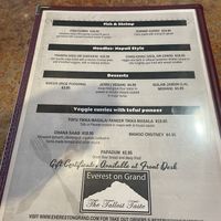 Dessert menu   at Everest on Grand in St Paul