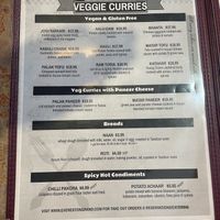 VegN menu   at Everest on Grand in St Paul