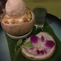 Vegan pomelo sorbet and fruit salad  at Sea Salt Restaurant in Koh Samui