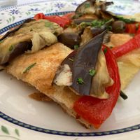 Red peppers, aubergines, olives  at Pane e Tempesta in Rome