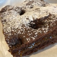 Sweet chocolate focaccia with apricot jam  at Pane e Tempesta in Rome