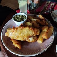 Vegan fish and chips at The Crown and Anchor in Barnsley