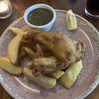 Vegan fish and chips ❤️  at The Crown and Anchor in Barnsley
