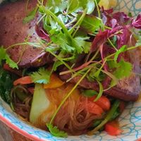 Teriyaki tofu and needles at Thrive Bar & Kitchen in Edinburgh