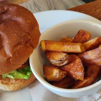Kids burger and chips at Thrive Bar & Kitchen in Edinburgh