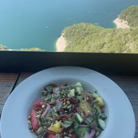 Watermelon salad  at Oasis Texas Brewing Co in Austin